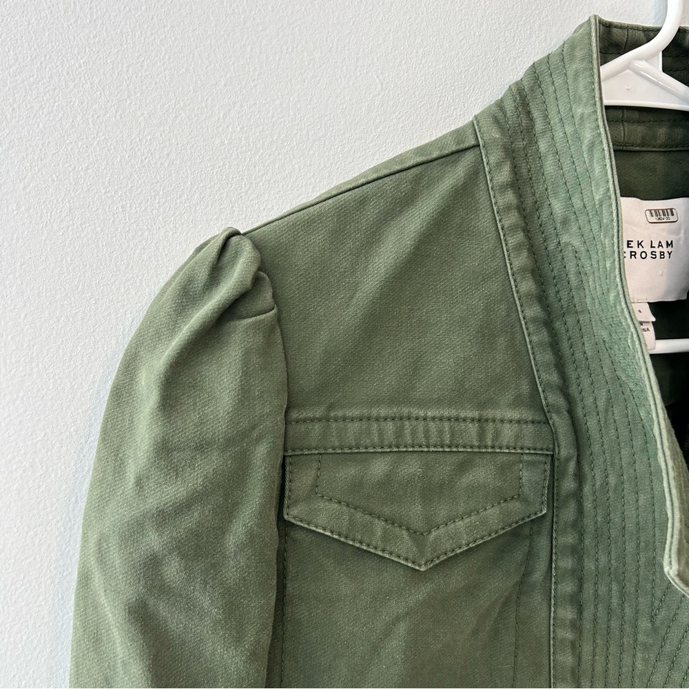 Derek Lam 10 Crosby Green Army Cropped Cargo Jacket Size 4 - Picture 2 of 12